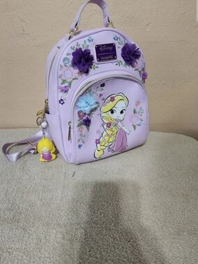Loungefly Kids Lavender Rapunzel Floral Mini Backpack with Charm